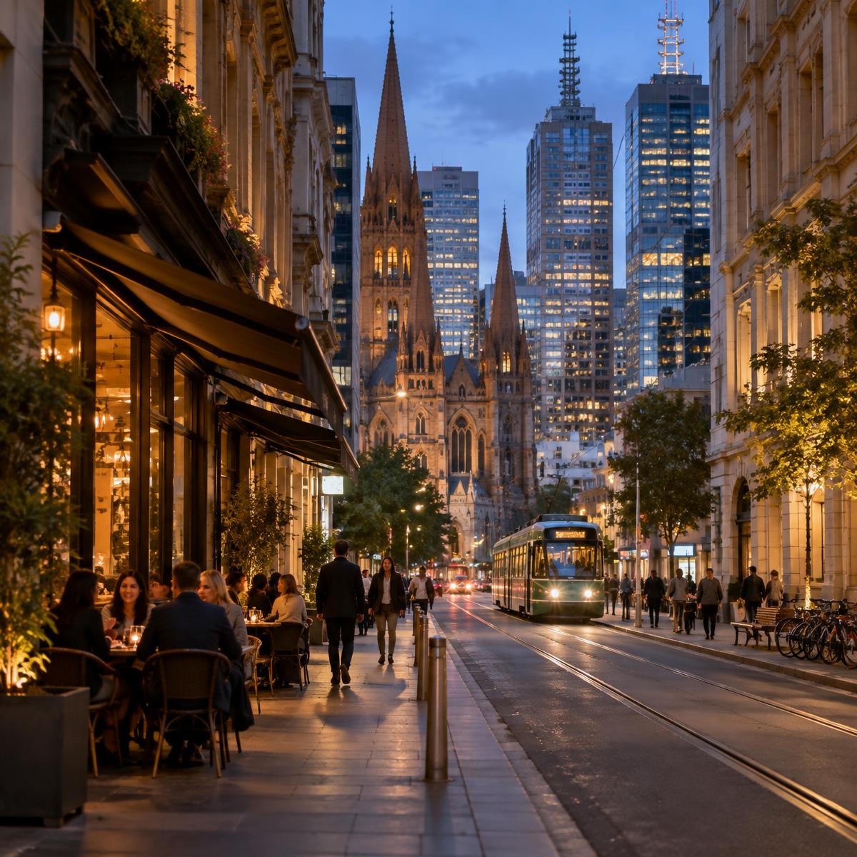 Melbourne city at blue hour